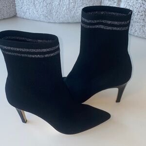 LEiTH Dressy High Heeled Sock Booties Black & Silver 🔥Sz 7.5